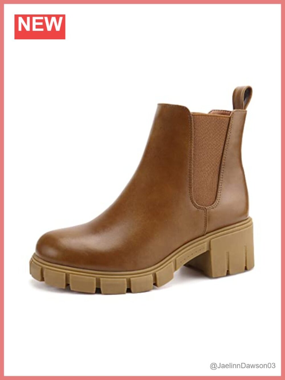 Women's Platform Chelsea Ankle Boots Faux Leather Chunky Heel